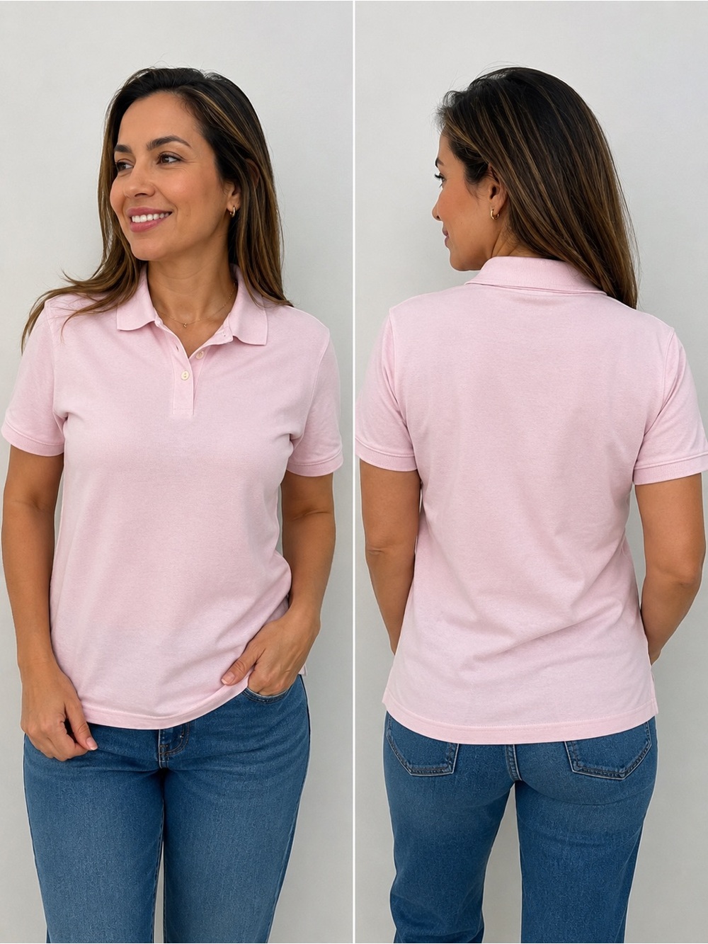 L.L. Bean Pink Polo Shirt Women’s L Cotton